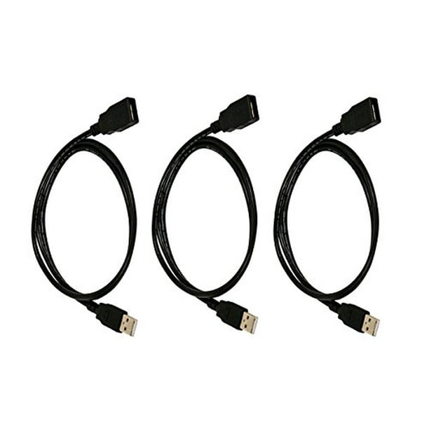Gold Plated White 3 Feet 3 Pack USB 2.0 A Male to A Female Extension 28/24AWG Cable Gold Plated White 3 Feet 3 Pack USB 2.0 A Male to A Female Extension 28/24AWG Cable